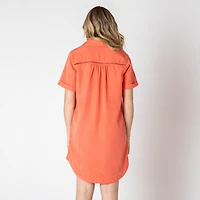 Devoted short sleeve denim mini dress