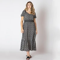 Devoted Robe florale longueur mollet avec manches courtes à volants