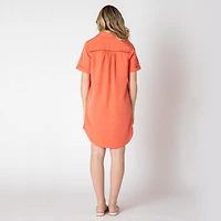 Devoted short sleeve denim mini dress