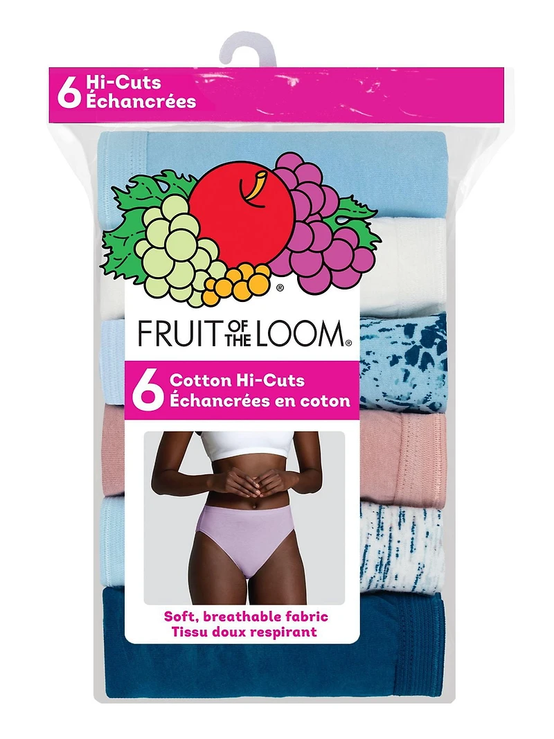 CULOTTES À HAUTE DÉCOUPE POUR FEMMES, ASSORTI PAQ. DE 6