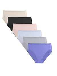 LADIES MICROFIBER HI-CUT, ASSORTED 6PK
