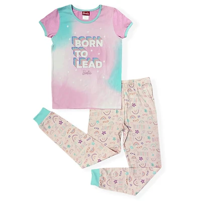 Barbie 2 piece printed pyjama set for girls. Set Includes short sleeve T-Shirt and long pants