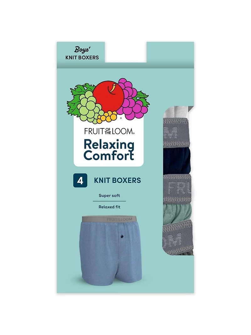 Boxers confort relaxant pour garçons, assortis, paquet de 4