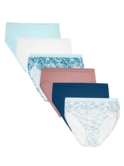 CULOTTES À HAUTE DÉCOUPE POUR FEMMES, ASSORTI PAQ. DE 6 Tailles 5- 9