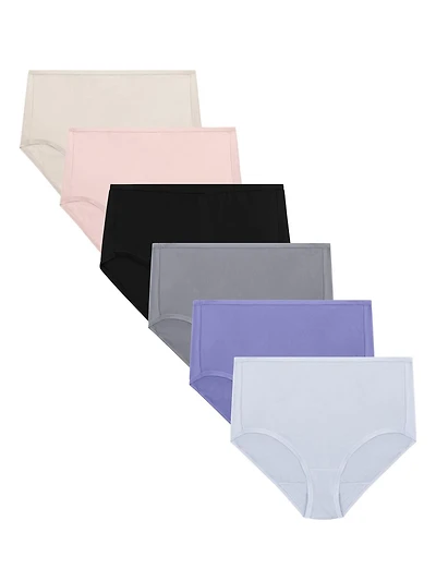LADIES MICROFIBER BRIEF, ASSORTED 6PK, Size 5 -9