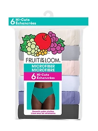 LADIES MICROFIBER HI-CUT, ASSORTED 6PK