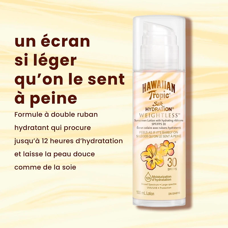 Lotion écran solaire Silk HydrationMD WeightlessMC de Hawaiian TropicMD, FPS 30 150 ml
