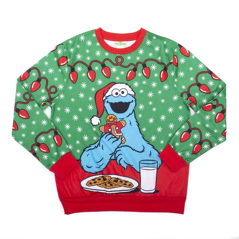 Sesame Street Chandail de Noël à manches pour homme