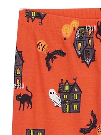 Carter's Child of Mine Big Kid Unisex 2-Piece Pajama - Orange Haunted House, Sizes: 5-12