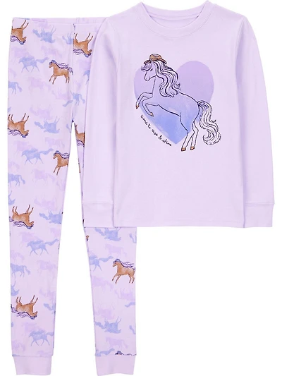 Carter's Child of Mine Big Kid Girls' 2-Piece Pajamas - Purple Horse, Sizes: 5-12