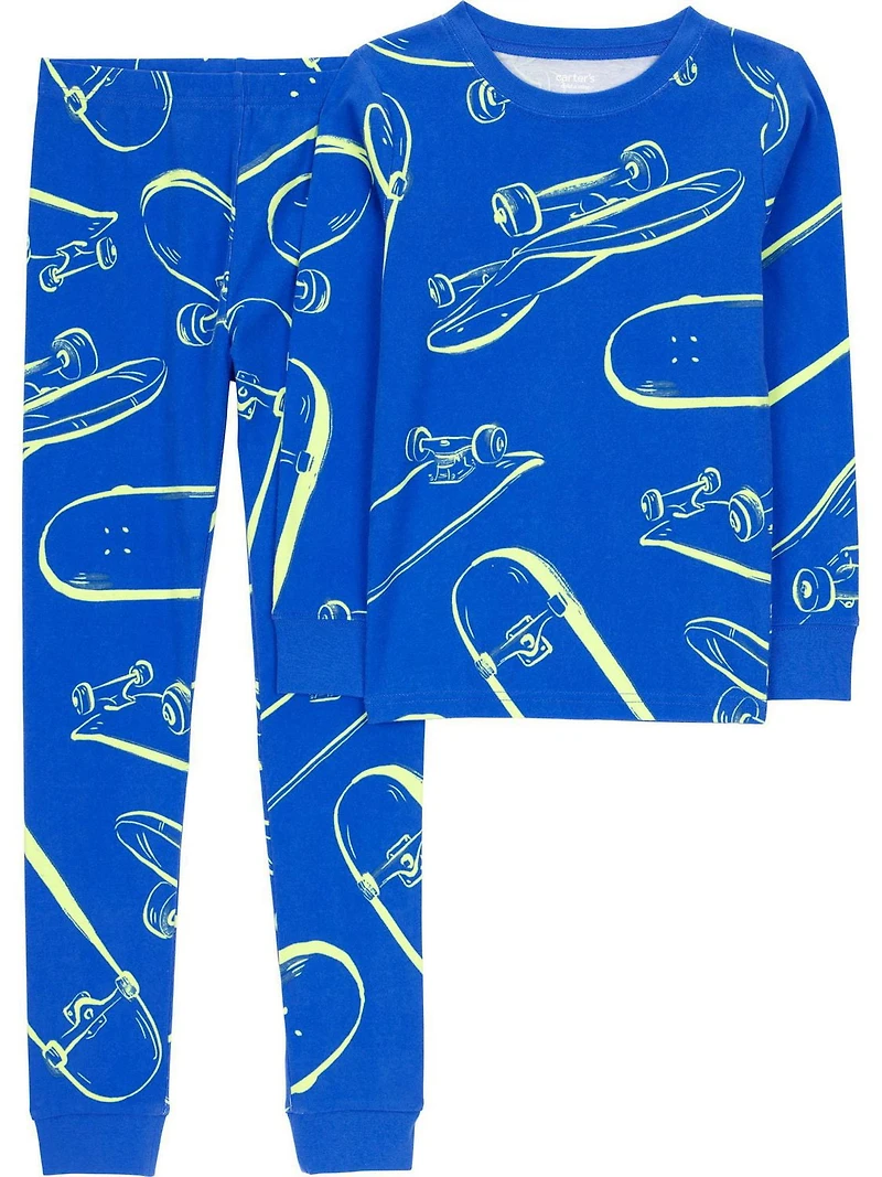Carter's Child of Mine Big Kid Boys' 2-Piece Pajamas - Neon Skateboards, Sizes 5-12