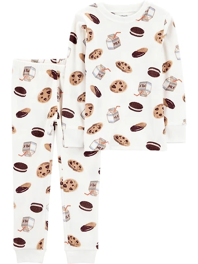Carter's Child of Mine Toddler Unisex 2-Piece Pajama - Milk and Cookies, Sizes: 6/9 Months 5T