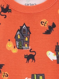 Carter's Child of Mine Toddler Unisex 2-Piece Pajama - Orange Haunted House, Sizes: 6/9 Months 5T