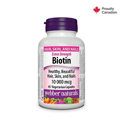 Webber Naturals® Biotin 10 000 Mcg  Extra Strength, 45 Vegetarian capsules