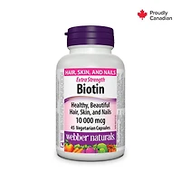 Webber Naturals® Biotin 10 000 Mcg  Extra Strength, 45 Vegetarian capsules