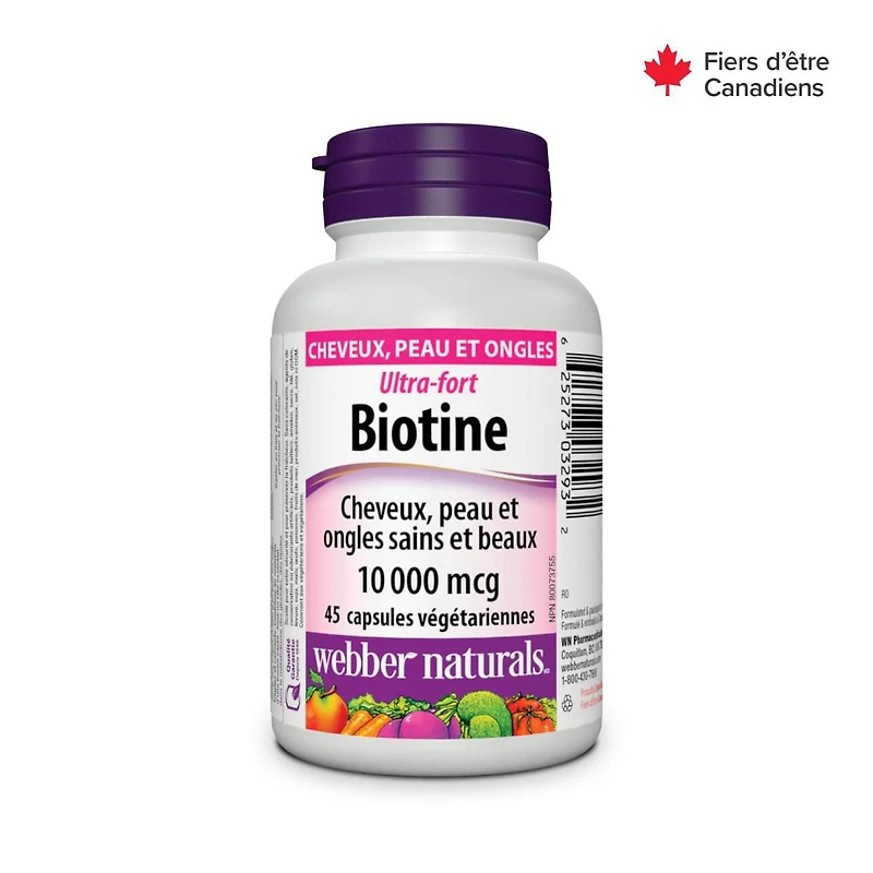 Webber Naturals Biotine 10 000 mcg Ultra-forte 45 capsules végétariennes
