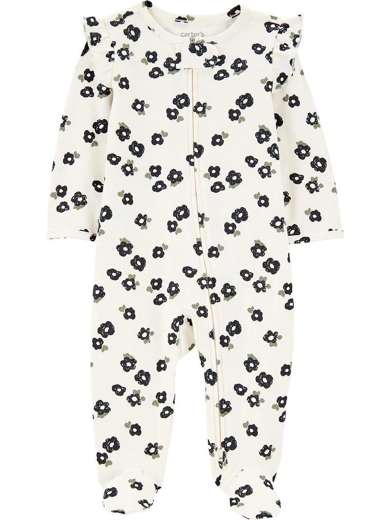 Carter's Child of Mine Baby Girls' Sleep N Play - Black and White Floral, Preemie 6/9 Months