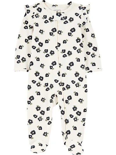 Carter's Child of Mine Baby Girls' Sleep N Play - Black and White Floral, Preemie 6/9 Months
