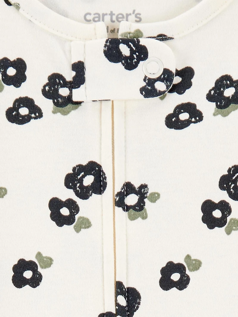 Carter's Child of Mine Baby Girls' Sleep N Play - Black and White Floral, Preemie 6/9 Months