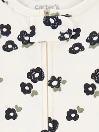 Carter's Child of Mine Baby Girls' Sleep N Play - Black and White Floral, Preemie 6/9 Months
