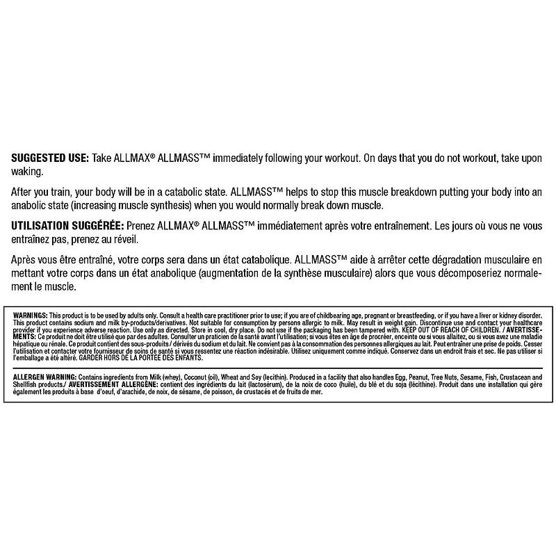 Allmax Allmass - Vanilla, Allmax Allmass Advanced Muscle Gainer - Vanilla