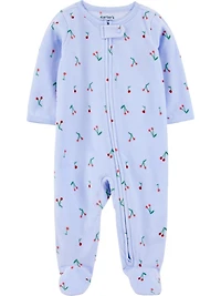 Carter's Child of Mine Baby Girls' Sleep N Play - Blue Cherries, Preemie 6/9 Months