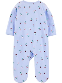 Carter's Child of Mine Baby Girls' Sleep N Play - Blue Cherries, Preemie 6/9 Months