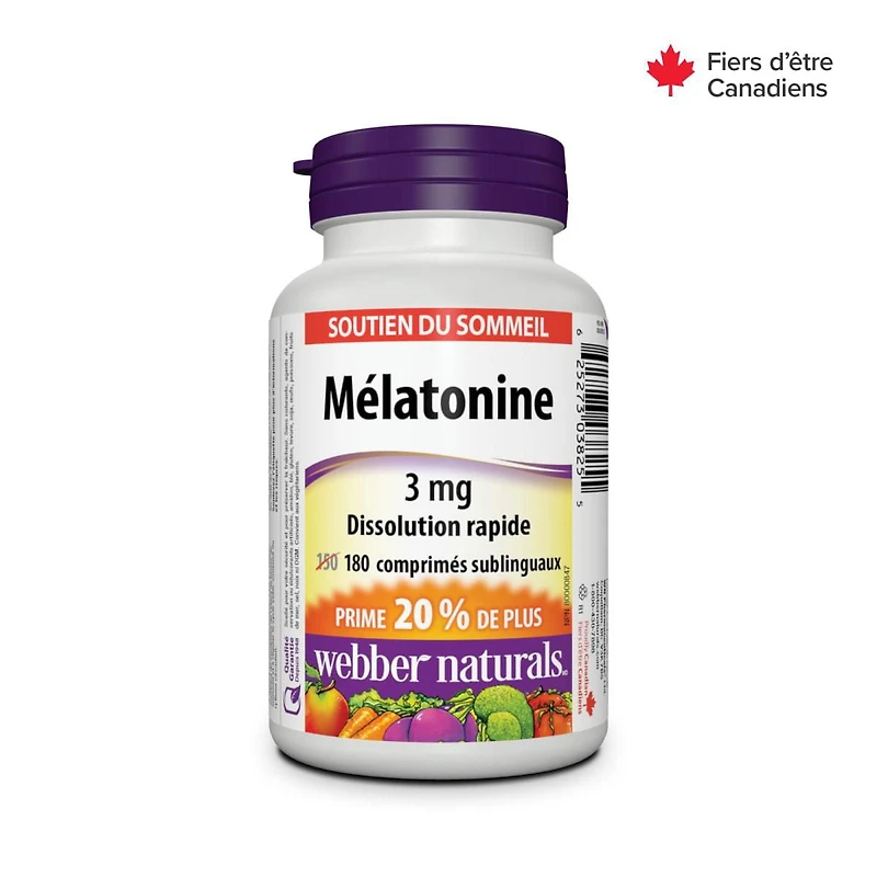 Webber Naturals Mélatonine Dissolution rapide, 3 mg