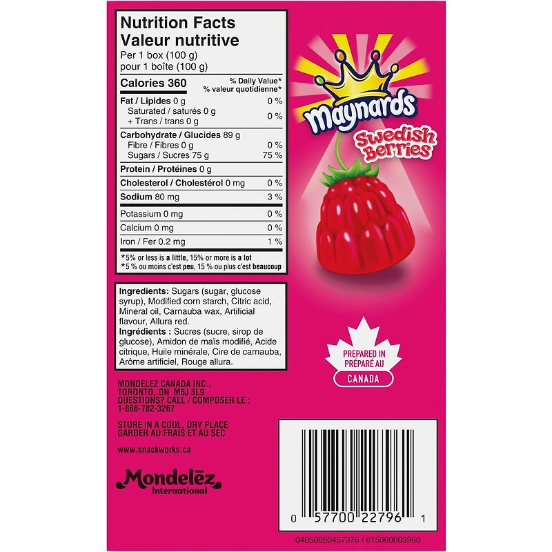 Maynards, Swedish Berries Candy, Gummy Candy, Candy Box, 100 g