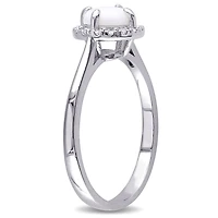 Bague cocktail en forme d'auréole  avec opale 0,50 ct PBT et accents de diamants en argent sterling