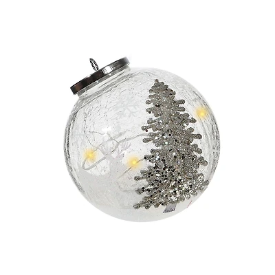 Shimmery Tree Glass Ornament Decor With Led