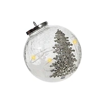 Shimmery Tree Glass Ornament Decor With Led