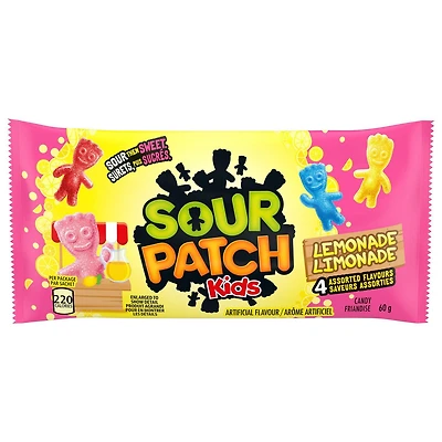 Friandises SOUR PATCH KIDS à saveur de limonade, surets, puis sucrés, Préparé au Canada 60 g