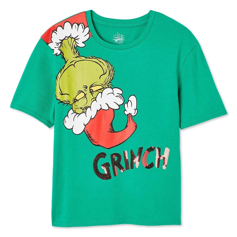 T-shirt à manches courtes The Grinch pour filles Tailles TP-TG