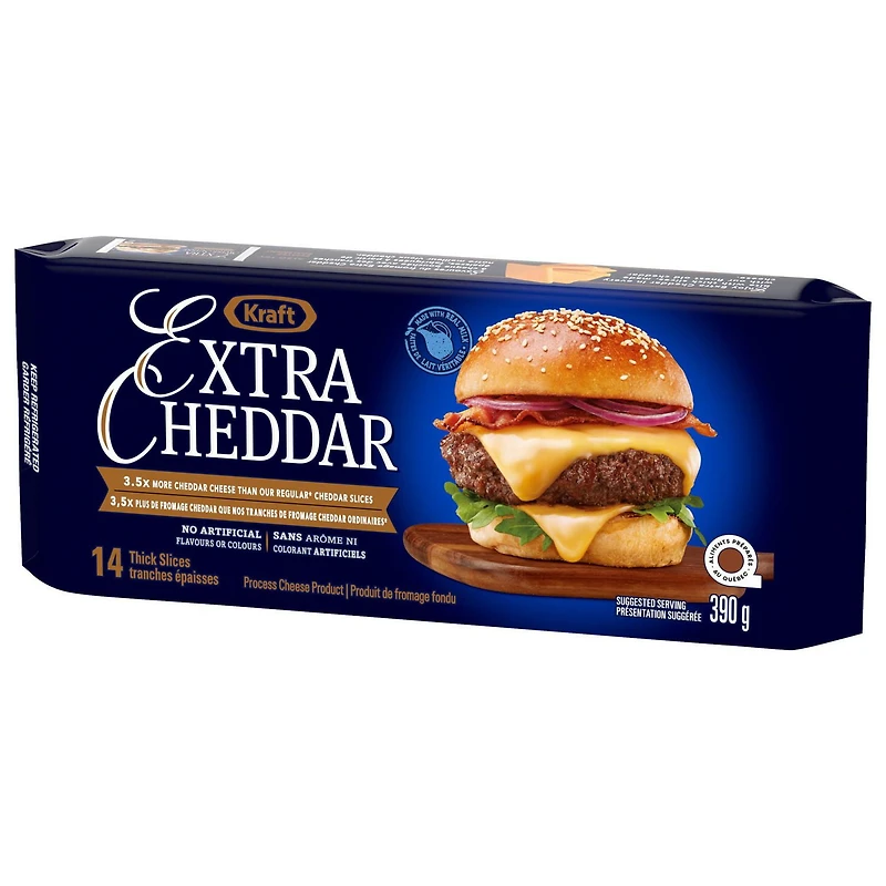 Kraft Extra Cheddar Slices, 390g, 14ct, 390g