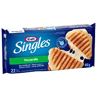 Tranches de fromage fondu Mozzarella Singles Kraft 410g, 22 Tranches