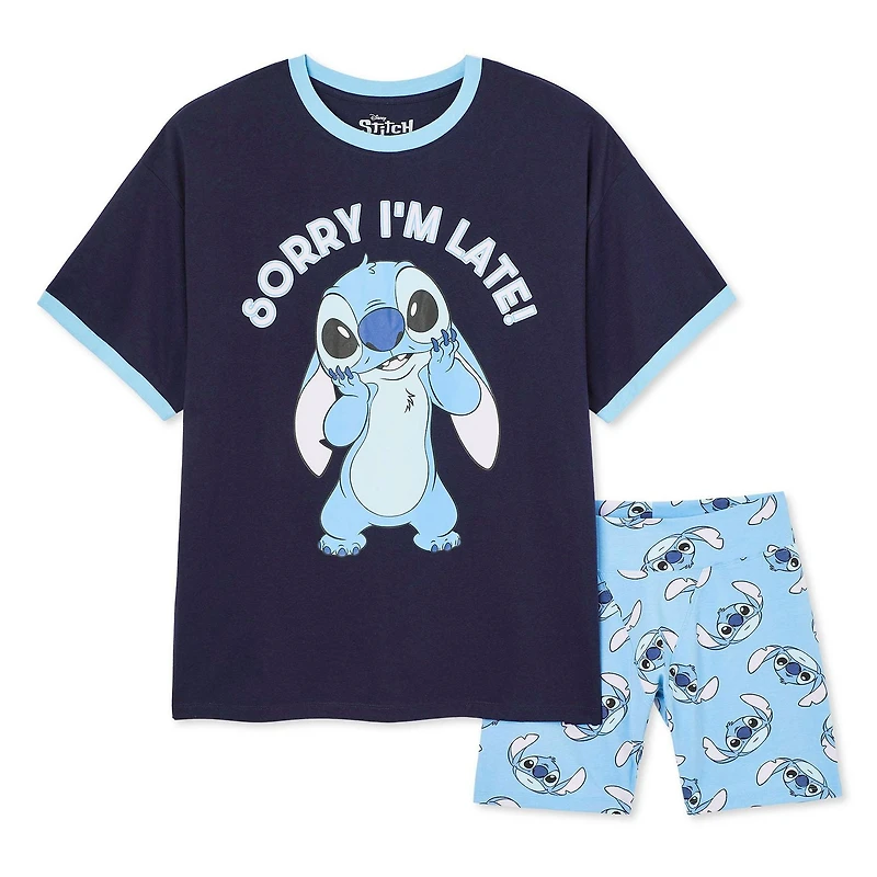 Pyjama 2 pièces Stitch Disney pour femmes Tailles TP–TG