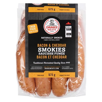 Drake Meats Bacon and Cheddar Smokies, 675g