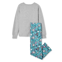 George Girls' Long Sleeve Tee and Microfleece Pant 2-Piece PJ Set