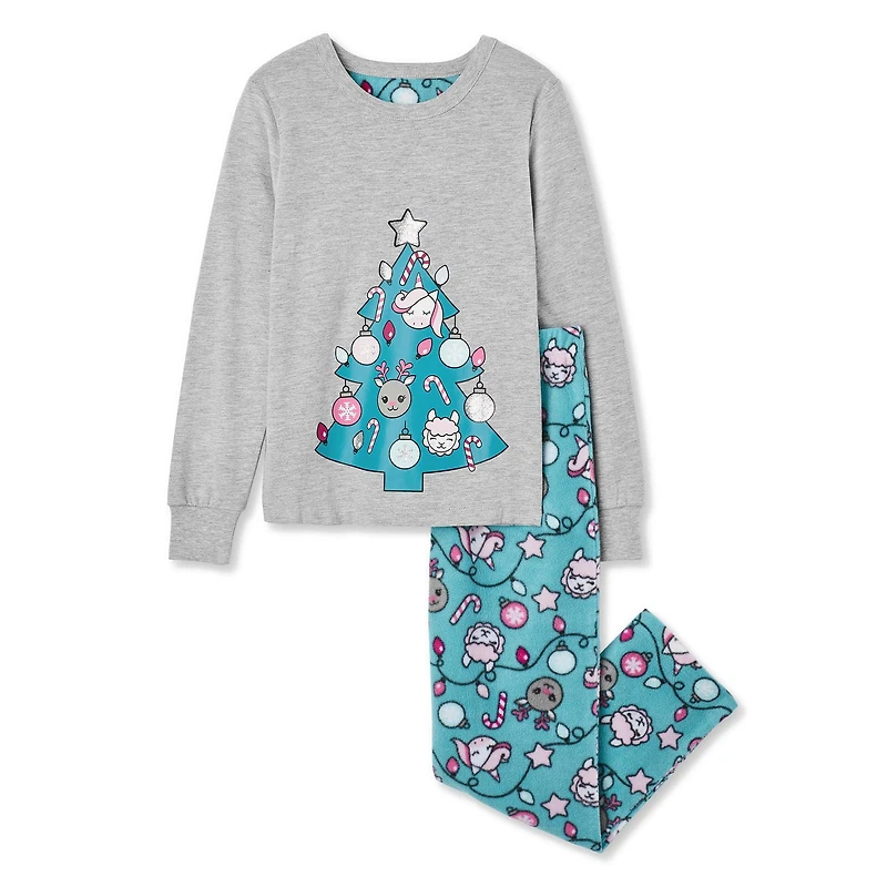 Pyjama 2 pièces t-shirt à manches longues et pantalon en micropolaire George pour filles