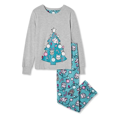 Pyjama 2 pièces t-shirt à manches longues et pantalon en micropolaire George pour filles