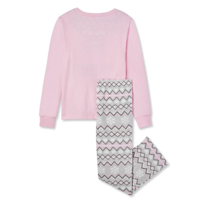 George Girls' Long Sleeve Tee and Microfleece Pant 2-Piece PJ Set