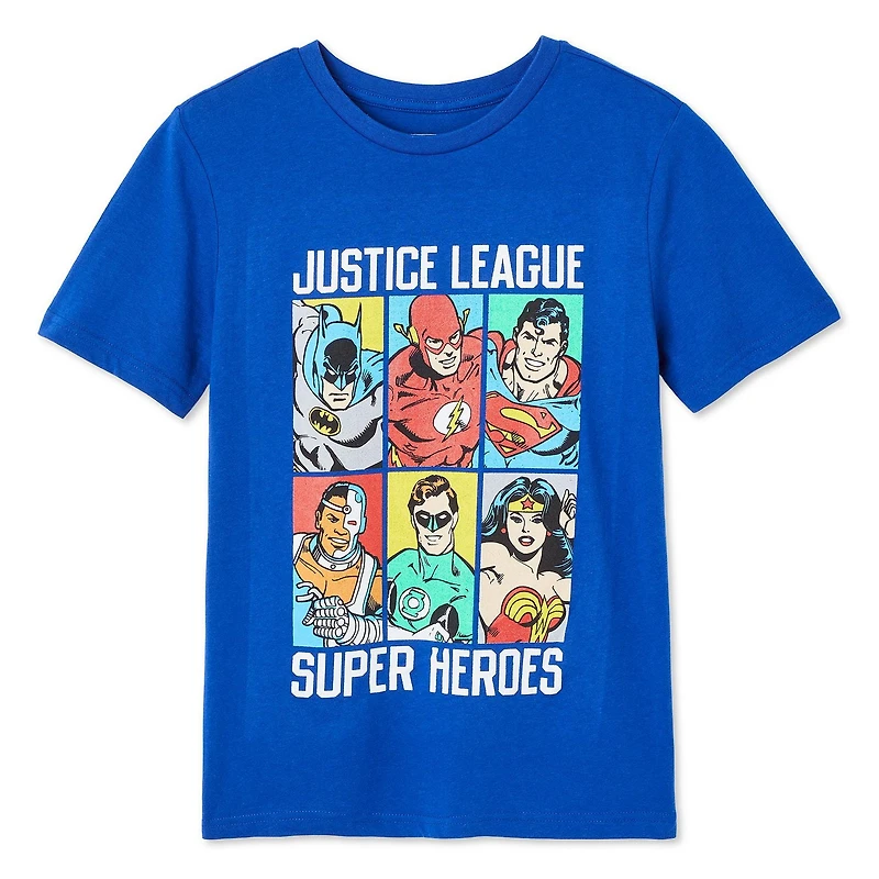 T-shirt à manches courtes Justice League pour garçons Tailles TP–TG