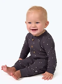 Modern Moments by Gerber - Long Sleeve + Long Leg Slouch Romper - Grey Triangle