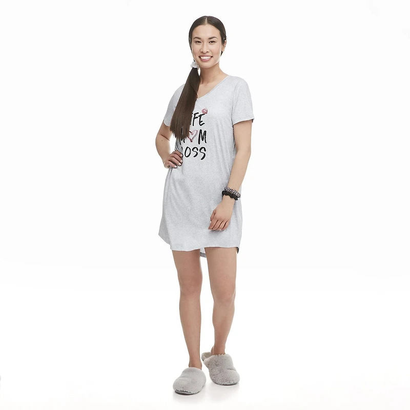 Ensemble composé d’une chemise de nuit avec imprimé graphique et de chouchous agencés George pour femmes