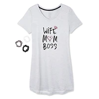 Ensemble composé d’une chemise de nuit avec imprimé graphique et de chouchous agencés George pour femmes