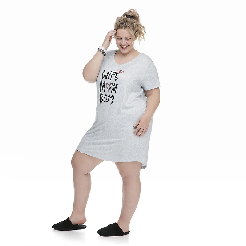 George Plus Women's Graphic Print Nightshirt and Scrunchies Set