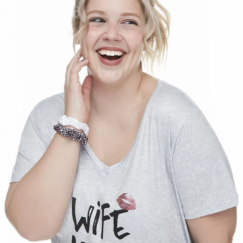 George Plus Women's Graphic Print Nightshirt and Scrunchies Set