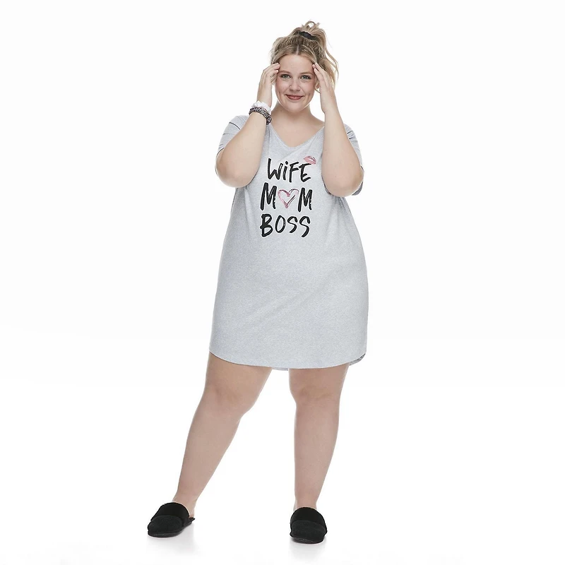 George Plus Women's Graphic Print Nightshirt and Scrunchies Set