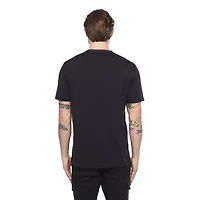 Dark Black Men's Short-Sleeve Graphic Henley T-Shirt